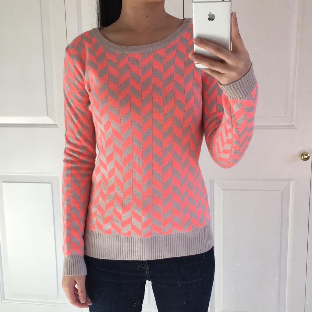 Lucca Couture - Pink And Grey Chevron Sweater